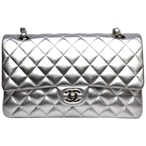 chanel silver metallic bag